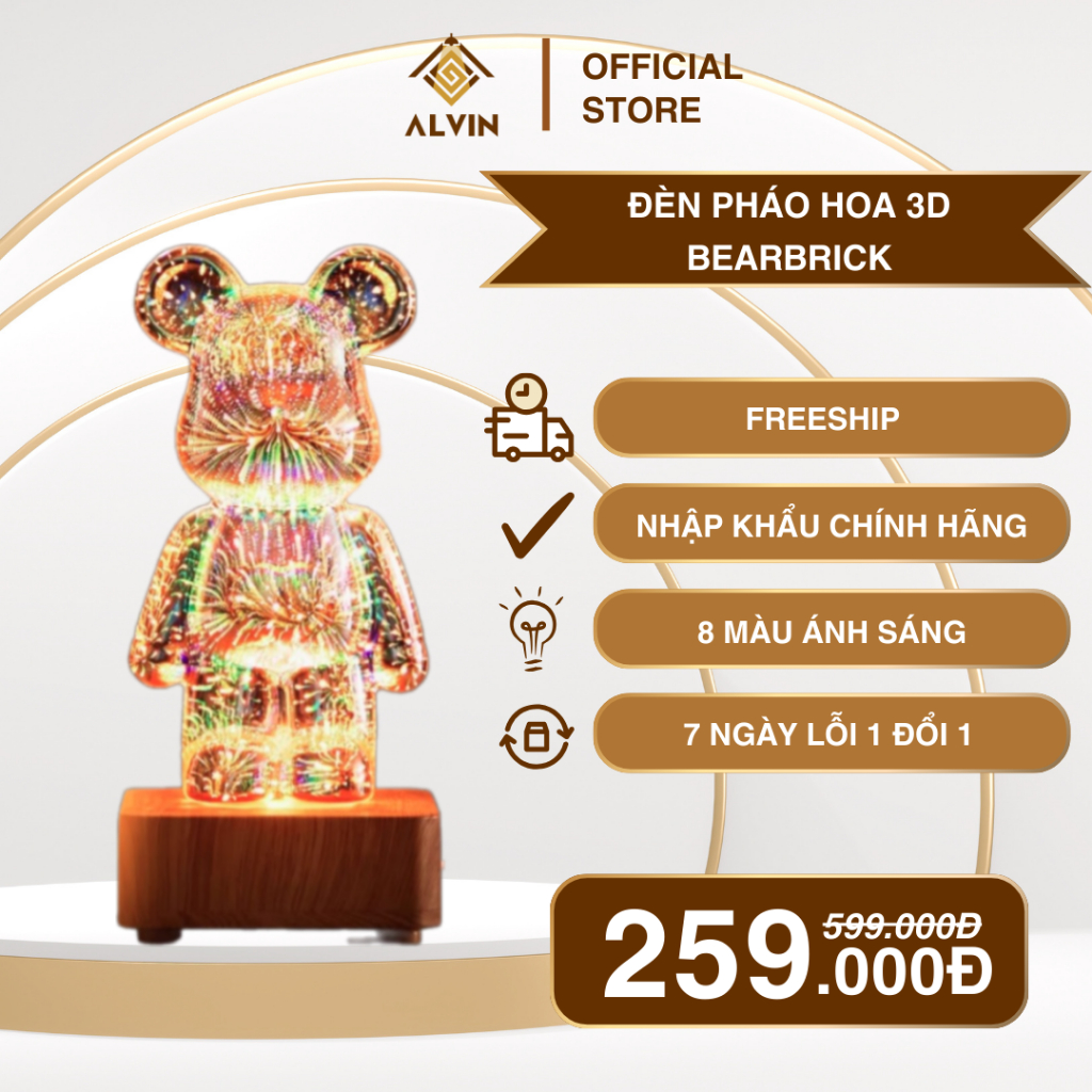 Đèn Ngủ 3D Bearbrick Trang Trí Mọi Không Gian AL15 ALVIN