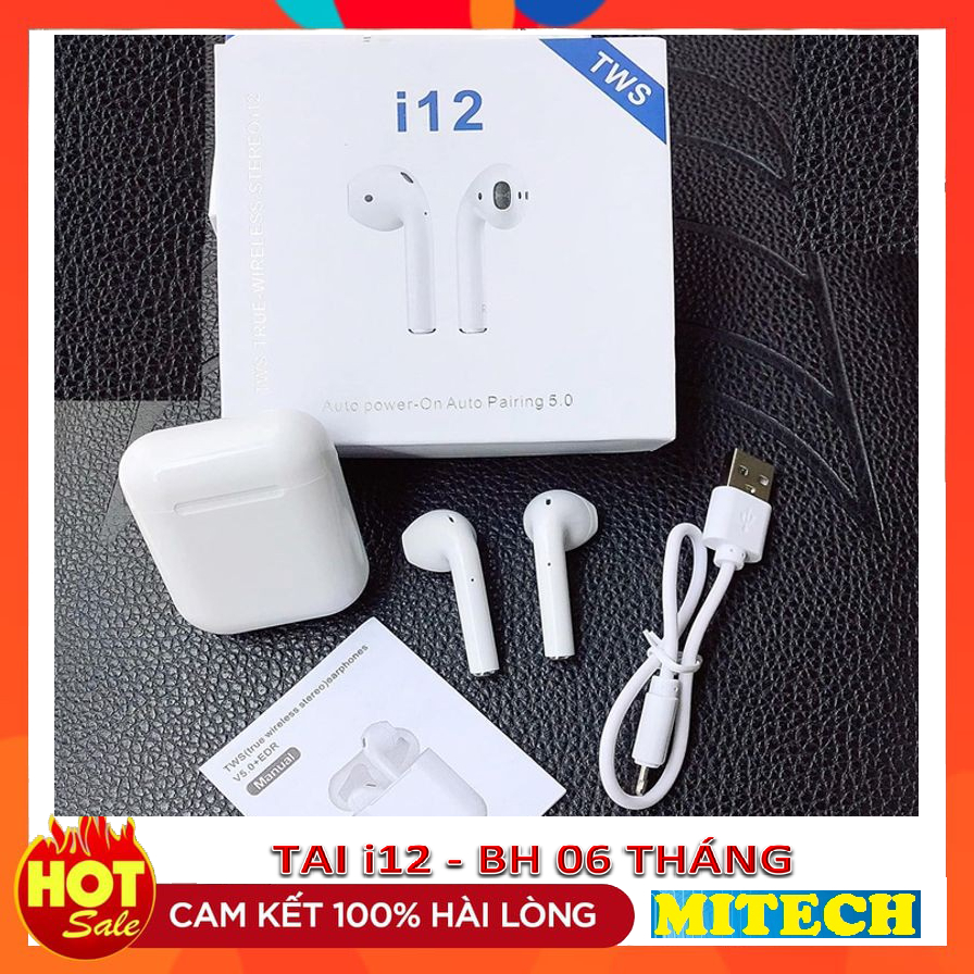 Tai nghe bluetooth không dây j12/i12 tws v5.3 âm thanh hifi, có mic đàm thoại bảo hành 6 tháng