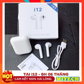Tai nghe bluetooth không dây j12/i12 tws v5.3 âm thanh hifi, có mic đàm thoại bảo hành 6 tháng