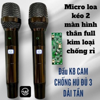 Micro loa kéo 2 màn thân full kim loại củ K8 Cam tiếng cực đẹp cầm nắm đầm tay