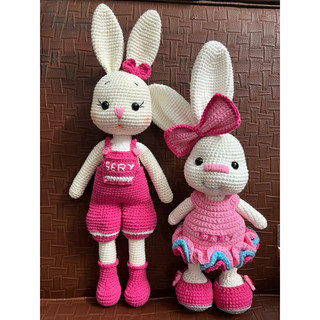 Thú len nhồi bông handmade  - Thỏ mặc yếm (45cm)