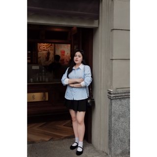 Áo Sơ Mi Đính Đá Dài Tay Đai Eo Phối Cổ Trắng Bigsize Mã SM24