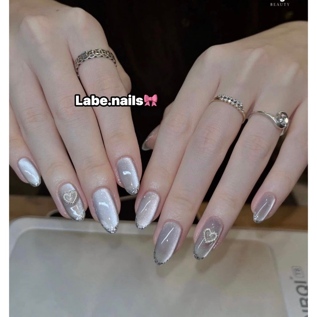 Nail Box Thiết Kế Mắt Mèo Charm Bạc N60 Labe.nails