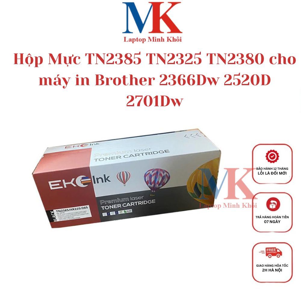 Hộp Mực TN2385 TN2325 TN2380 cho máy in Brother 2366Dw 2520D 2701Dw, Có nắp đổ mực, mực thải LAPTOPM