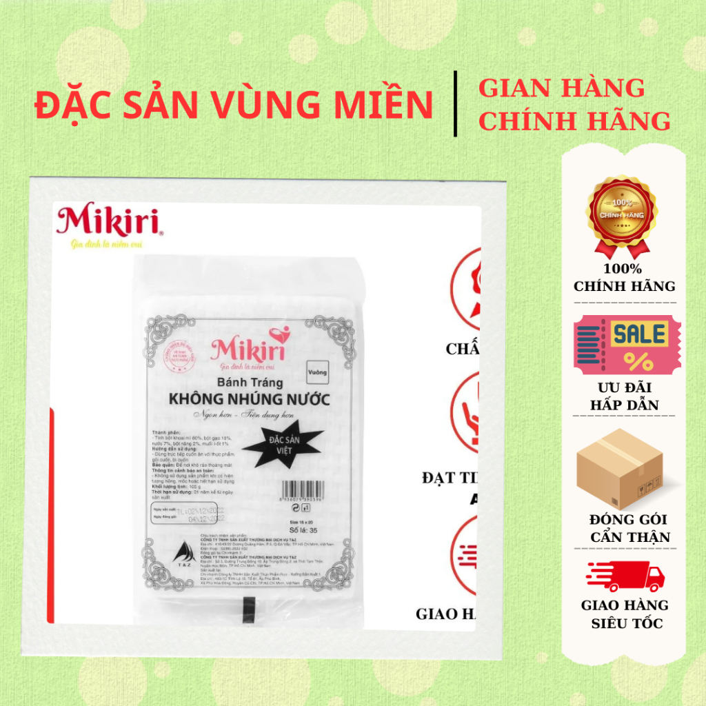 Bánh tráng MIKIRI (vuông 105g)