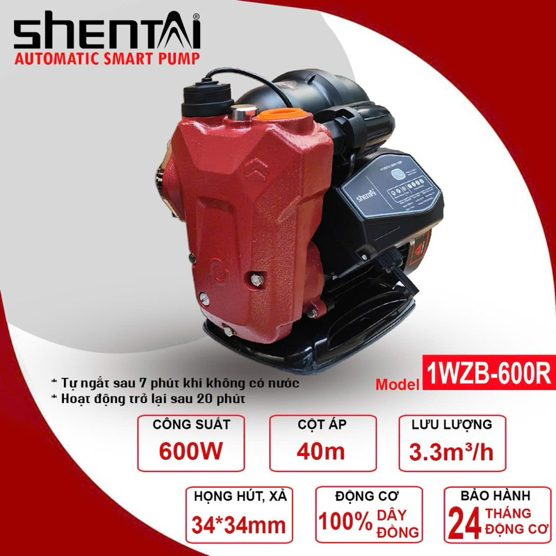 Bơm điện tử Shentai 600w 1WZB-600R, chuyên dụng cho sen cây nhà nhiều phòng