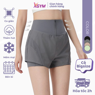 Quần short đùi thể thao nữ 2 lớp cao cấp tập gym, yoga, chạy bộ, đạp xe, cầu lông, tennis XGYM X8822