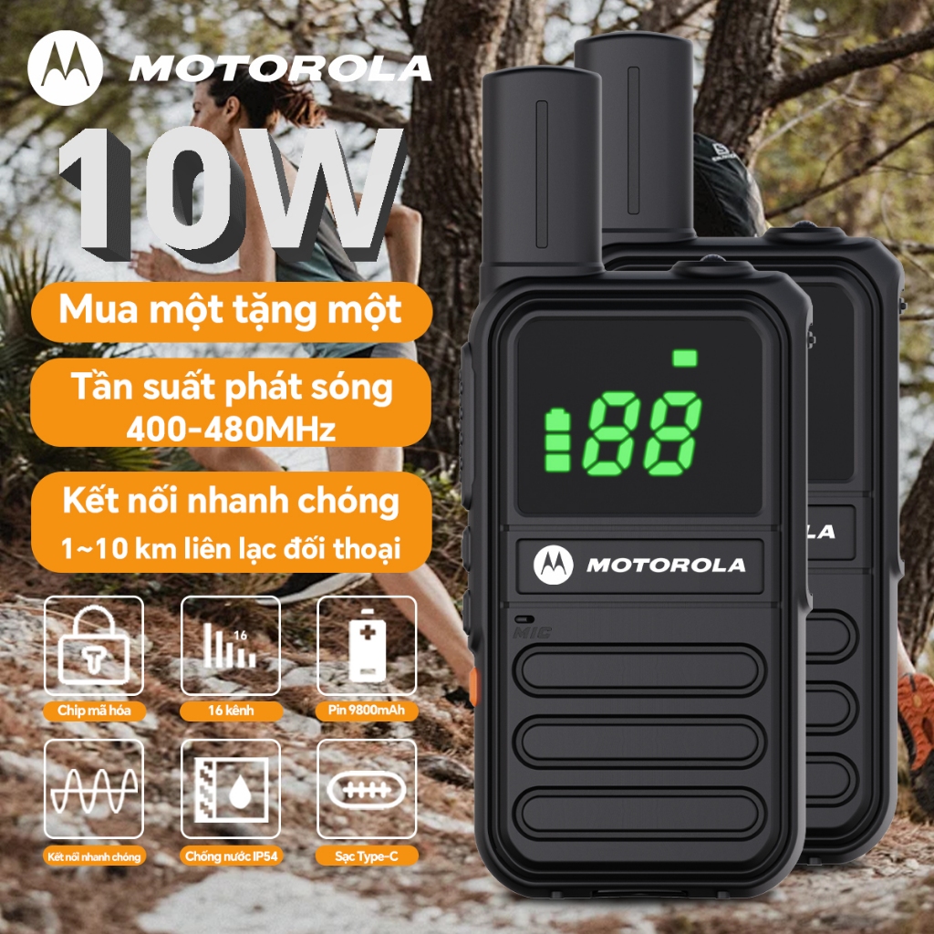 【Combo 2 Cái】Bộ đàm Motorola T82 10W 16 Kênh UHF Tần Số 400.00- 480.00MHz Khoảng cách giao tiếp 5km bao gồm đầy đủ các