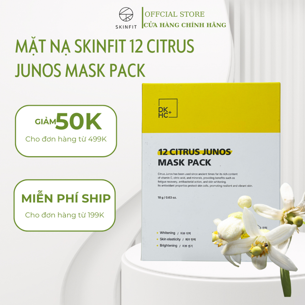 Hộp 10 Miếng Mặt Nạ Dưỡng Trắng Da SkinFit 12 Citrus Junos Mask Pack Skinfit