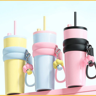 Ly giữ nhiệt 710ml có ống hút, ly giữ nhiệt nóng lạnh inox 316 cao cấp có quai xách tiện lợi 2025