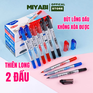 Bút lông dầu Thiên Long 2 đầu PM 04 màu Xanh/Đen/Đỏ bút lông dầu đánh dấu , bút dạ dầu - MIYABI
