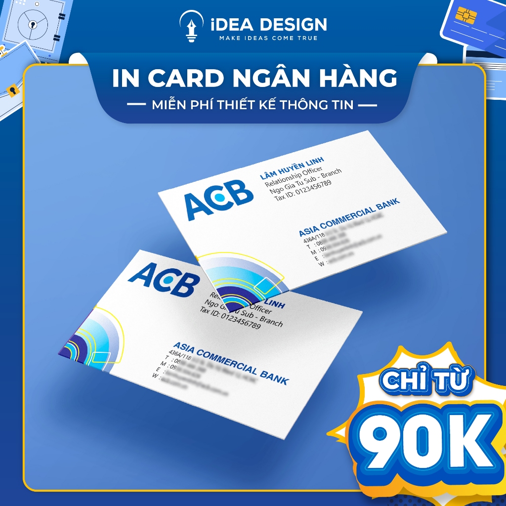 Thiết Kế và In Ấn card Ngân Hàng, In cardvisit Ngân hàng theo yêu cầu - Giấy C300 - In Card Ngân hàn