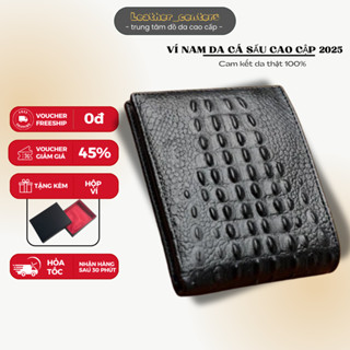  Ví Nam Da Thật Tặng Kèm Hộp Ví Dập Vân Cao Cấp  Ví cá sấu dáng ngang - Leather_centers | CS01 