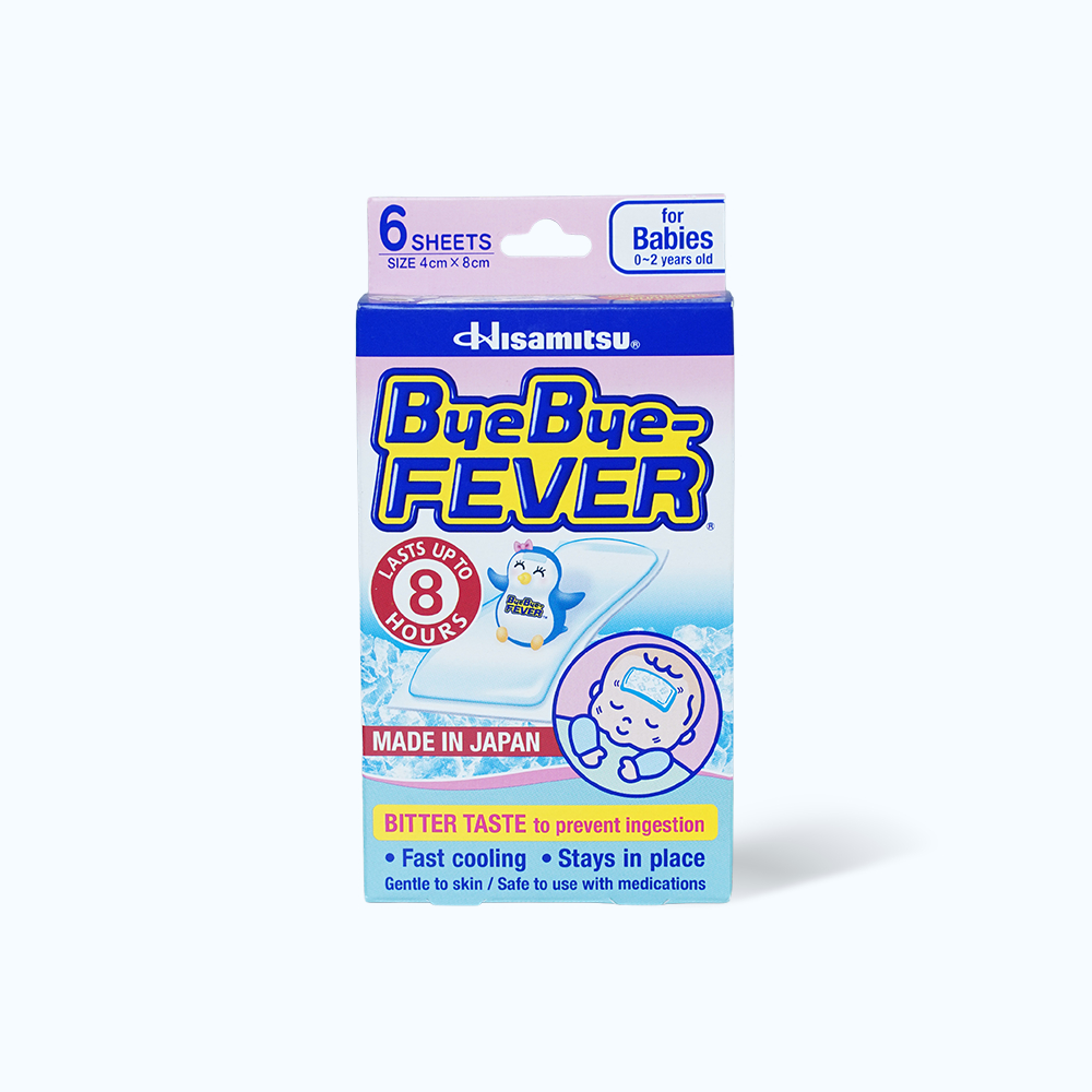 Miếng dán hạ sốt cho trẻ sơ sinh Hisamitsu Bye Bye-Fever (2 miếng/gói)