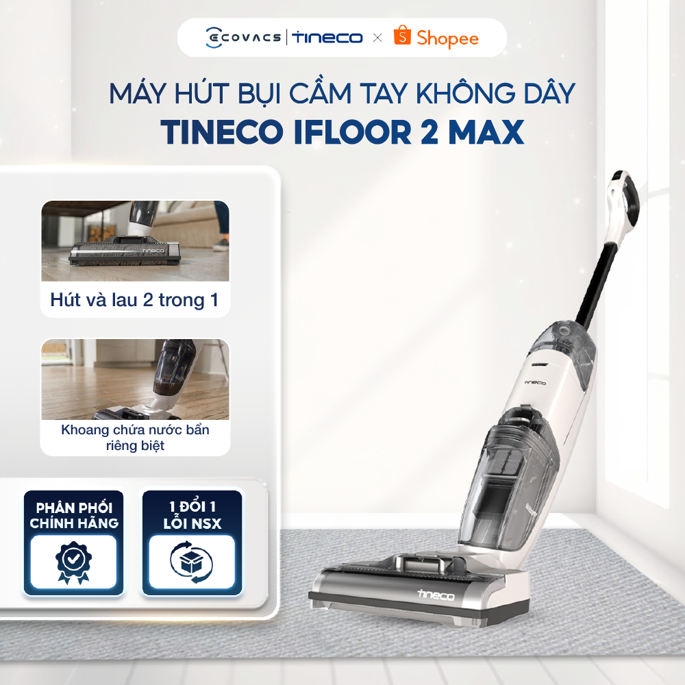 Máy hút bụi lau sàn không dây Tineco iFloor 2 Max - Thời gian hoạt động 22 phút - Tự động làm sạch c