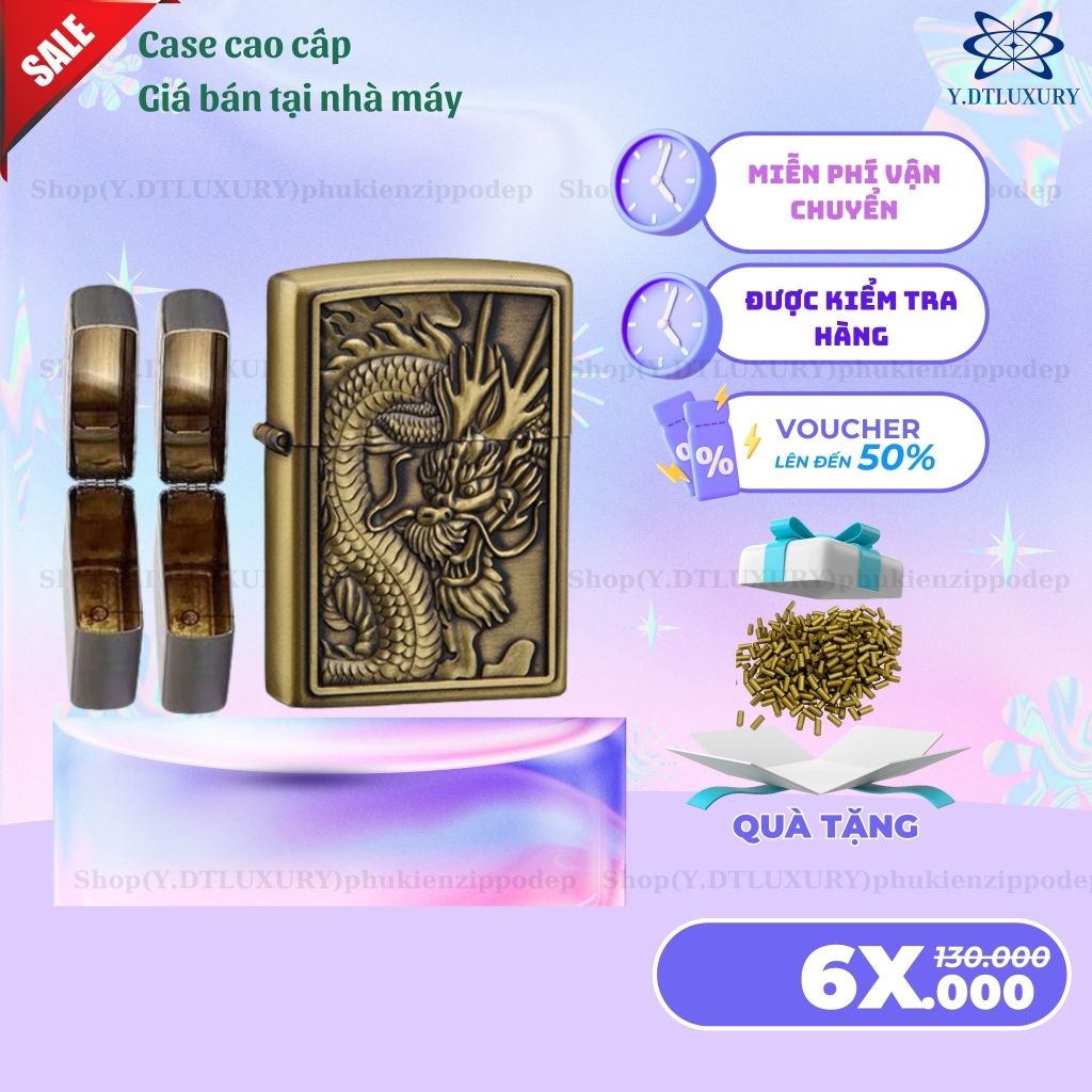 Case Zippo độc lạ, mẫu SÓI cao cấp ,  tặng 5 đá zippo (YRONG10A)