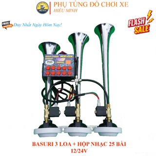 Kèn Basuri 3 Loa - Hộp Nhạc 25 Bài. 12/24V. Phụ Tùng Phụ Kiện  Đồ Chơi xe tải tạch tè Toy