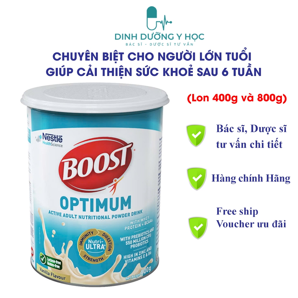 Sữa Boost Optimum của hãng Nestle Thụy Sỹ Dinh dưỡng cho người lớn tuổi hộp 400g và 800g