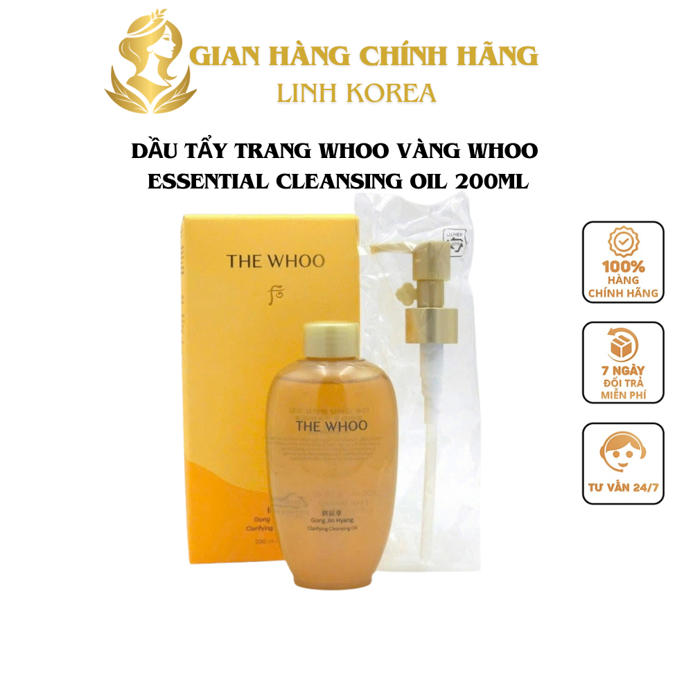 Dầu tẩy trang Whoo vàng Whoo Essential Cleansing Oil 200ml_DATE MỚI NHẤT (HÀNG NỘI ĐỊA CHÍNH HÃNG)