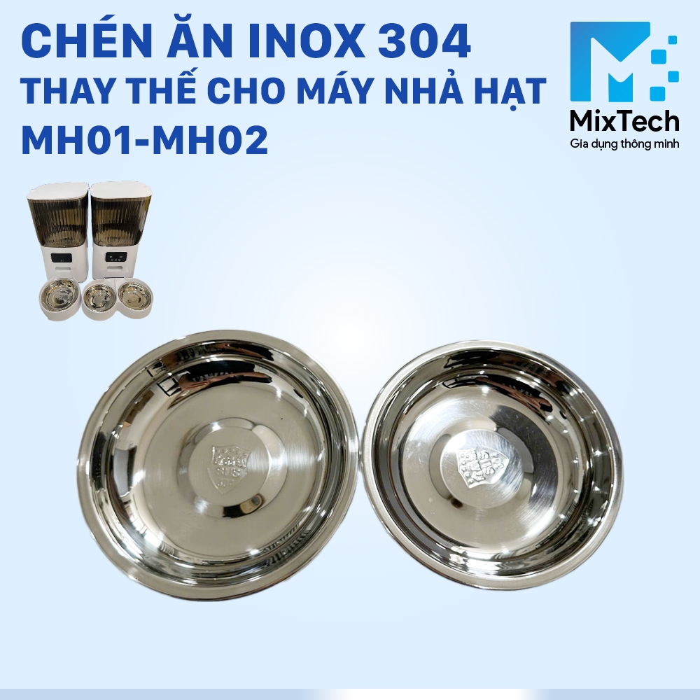 (HỎA TỐC TPHCM) Chén ăn inox 304 thay thế cho máy nhả hạt tự động thú cưng MH01 MH02