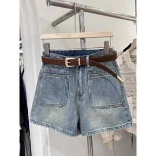 Quần Short Denim Chauzi Lưng Cao 3 Phối Túi Trước Cho Nữ Cao Cấp Phong Cách Thời Trang Hàn Quốc QS247