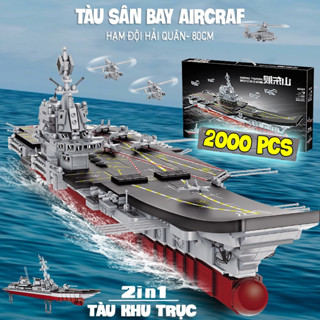 Đồ chơi cho bé trai Tàu Sân Bay 2000 Chi Tiết dài 80cm, mô hình lắp ráp Tàu Chiến kèm lính hải quân