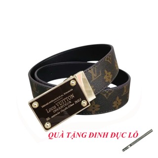  Thắt Lưng Nam Hàng Hiệu Màu Nâu Đỏ Cao Cấp - Dây Lưng Nam đẹp công sở | Tặng kèm đinh đục lỗ 