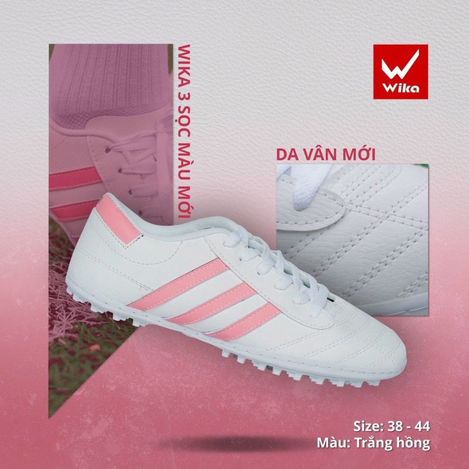 [KÈM QUÀ] Giày đá bóng Wika CHÍNH HÃNG 3 sọc, CT3 Da Nhăn Đã Khâu full đế toàn bộ đế TF đinh thấp
