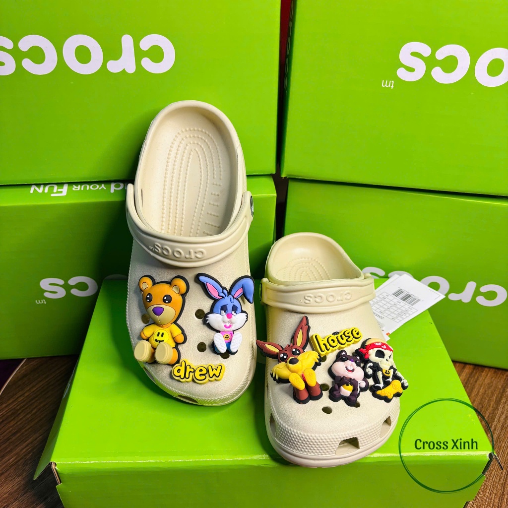 Dép sục Cross , dép sục Classic Clog đế cao 3cm tặng kèm full bộ sticker 3D như ảnh siêu nét siêu đẹp
