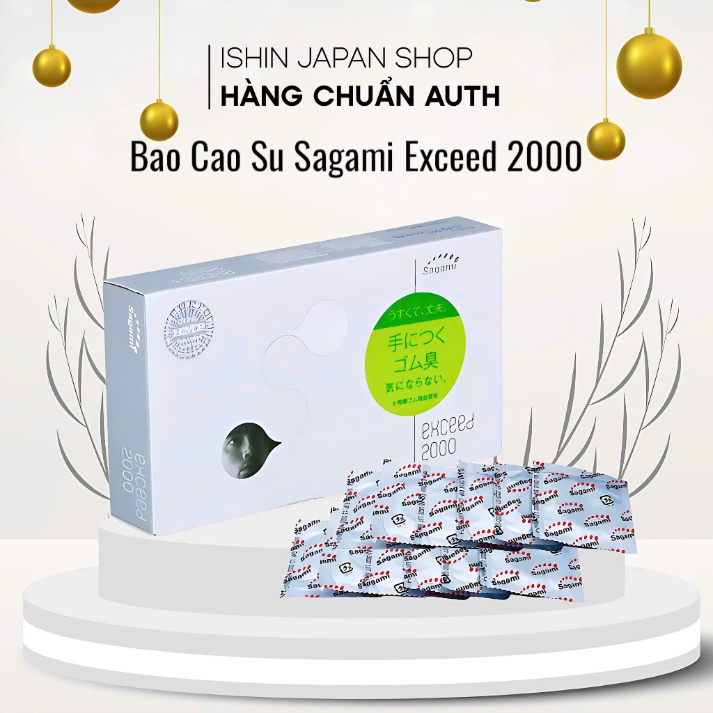   Hộp 12 chiếc Bao cao su Sagami Exceed 2000 - Thiết kế 3D - Một lần thắt 