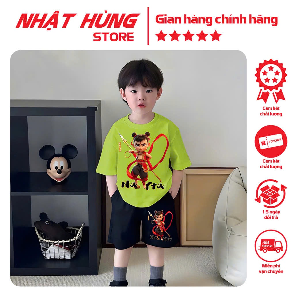 Bộ quần áo cho bé trai hình NA TRA DÂY ĐỎ, set áo phông quần short trẻ em Nhật Hùng 10-63kg - NH43