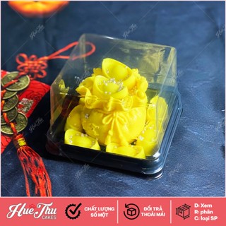 Hộp đựng bánh vuông 12x12cm đế đen, vàng, trắng cao 5/7.5cm (10 cái) đựng bánh rau câu, bông lan, Trung Thu