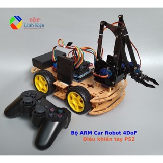 [KÈM CODE] Bộ Xe Arduino Car Arm DIY 4 bậc Robot Điều Khiển PS2