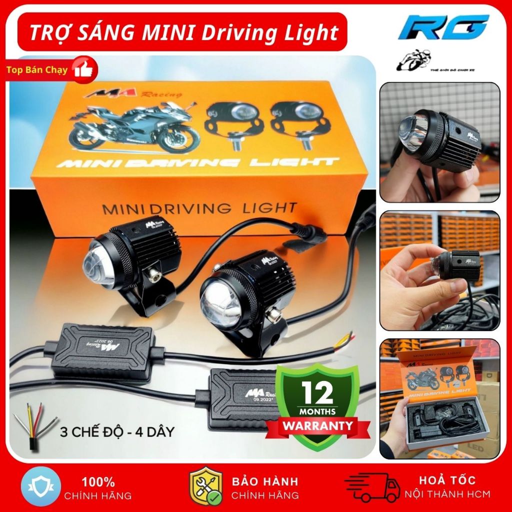 Đèn Trợ Sáng Bi Cầu Mini Driving Light Ma Racing 2 Chế Độ  Có Tản Nhiệt