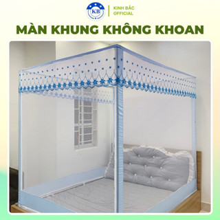 Màn Khung Vuông  Không Cần Khoan Tường Kinh Bắc - Khung Inox Sang Trọng Có 2 Cửa- Mùng Chống Muỗi