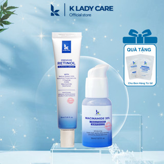 Bộ đôi kiềm dầu, dưỡng trắng, thu nhỏ lỗ chân lông: Serum Niacinamide 20%  30ml + Kem Retinol Bakuchiol 2% PDRN