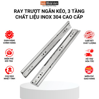 Ray trượt ngăn kéo, 3 tầng chất liệu INOX 304 cao cấp