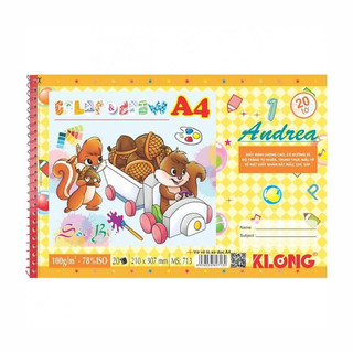 Sổ vẽ lò xo cho bé A4 Klong 100gsm 20 tờ/40 trang sổ vẽ lò xo màu nước học sinh MIYABI STORE