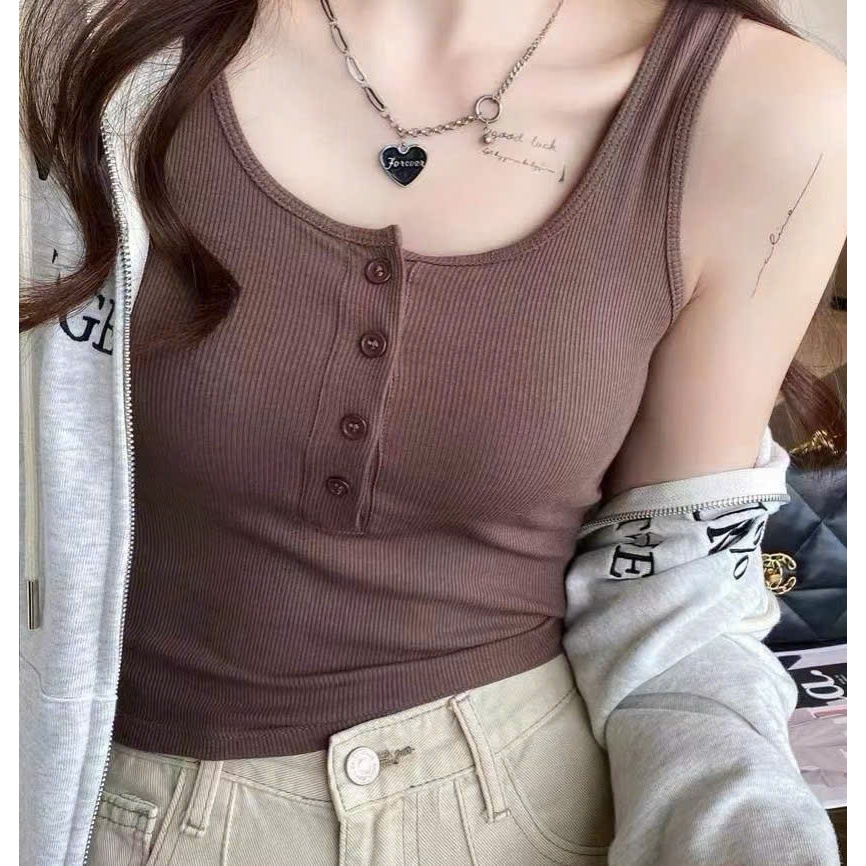 [CÓ MÚT NGỰC] Áo ba lỗ nữ phối cúc kiểu dáng trẻ trung áo tanktop 3 lỗ dáng ôm hottrend A520 SUTANO | BigBuy360 - bigbuy360.vn