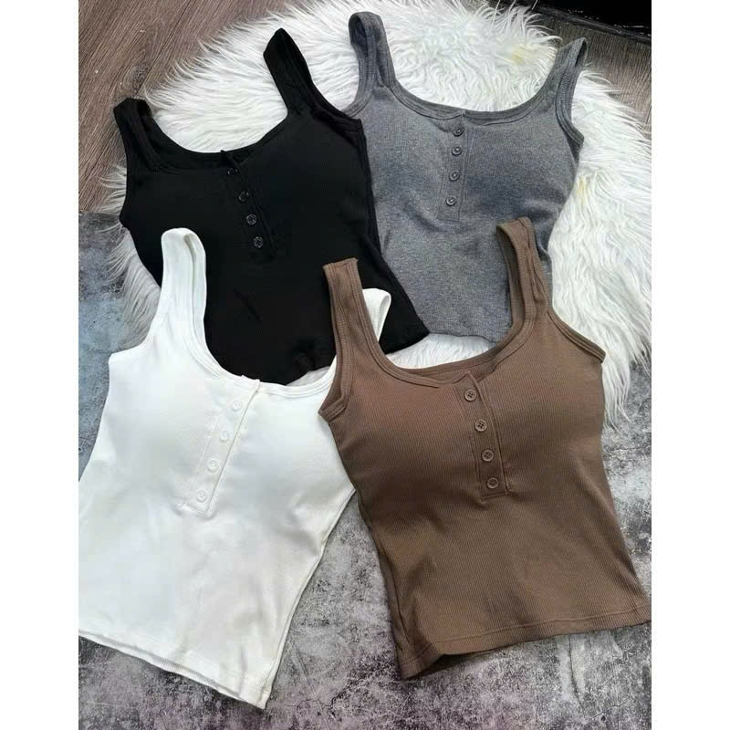 [CÓ MÚT NGỰC] Áo ba lỗ nữ phối cúc kiểu dáng trẻ trung áo tanktop 3 lỗ dáng ôm hottrend A520 SUTANO | BigBuy360 - bigbuy360.vn