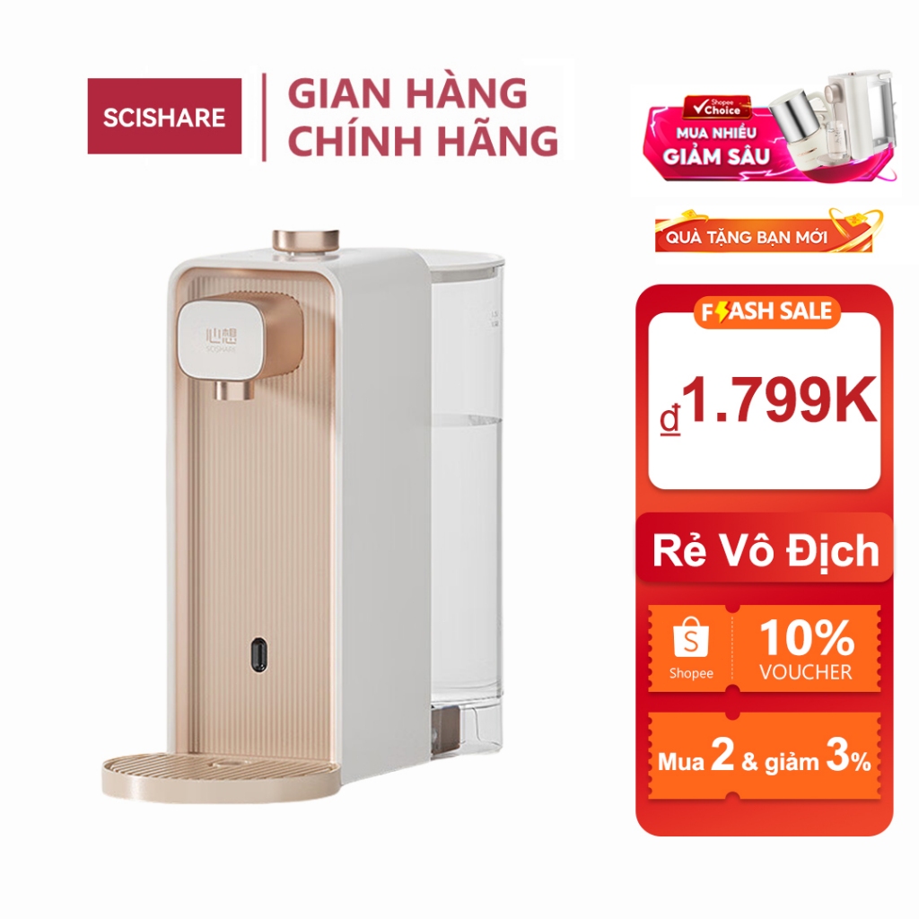 Scishare Máy phân phối nước nóng tức thì Máy phân phối nước để bàn gia đình Máy pha nước cầm tay Nhi