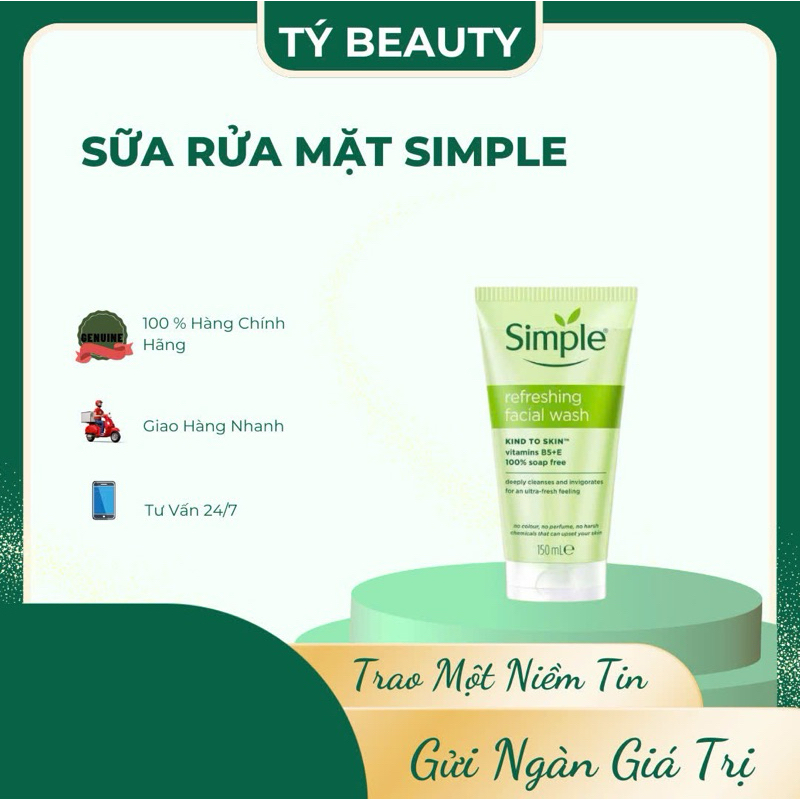 Sữa Rửa Mặt Dành Cho Da Nhạy Cảm Simple Kind To Skin Refreshing Facial Wash Gel 150ml