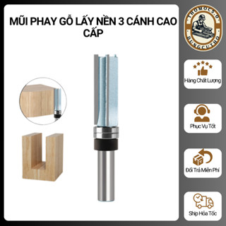  Mũi phay gỗ mũi soi thẳng lấy nền 3 cánh 2 bi dưới cốt 12.7mm 
