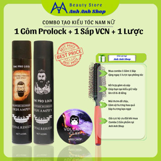 Combo 1 Gôm The Prolock 420ml và Sáp vuốt tóc Có tặng kèm lược tròn tạo phồng tóc