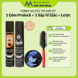 Combo 1 Gôm  tóc The Pro Lock 420ml và Sáp Tê giác kèm lược tạo phồng tóc