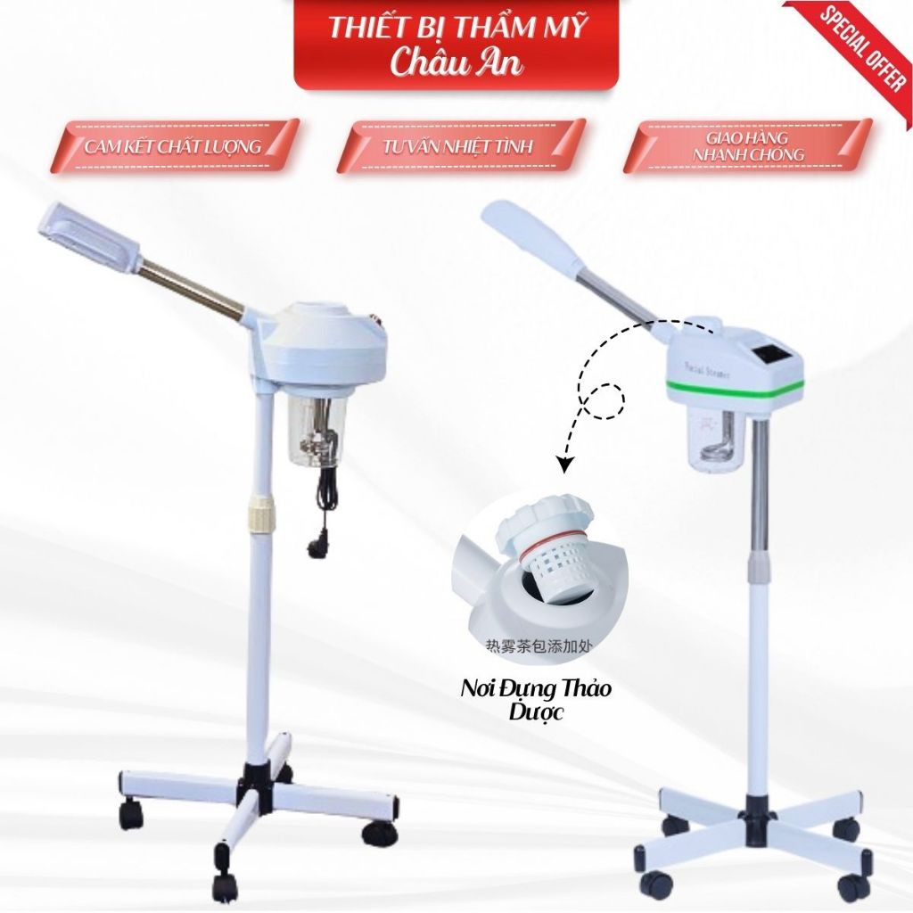 Máy Xông Hơi Mặt, Máy Xông 1 Cần Nóng, Thiết Kế Mẫu Mới Có Ngăn Đựng Thảo Dược, Bảo Hành 6 Tháng