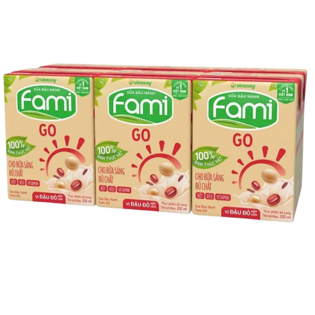 LỐC 18 HỘP SỮA ĐẬU NÀNH FAMI VỊ ĐẬU ĐỎ 200ml 6 Hộp/Vỉ