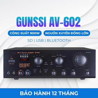 Amply karaoke bluetooth Gunssi AV-602 công suất 900W, âm ly gia đình 7 kênh, nguồn xuyến đồng lớn
