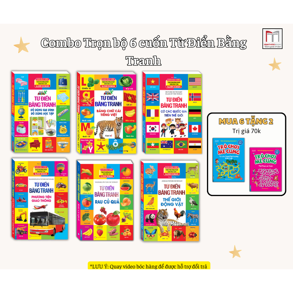 Sách - Combo 6 cuốn (bìa cứng) Từ điển bằng tranh song ngữ Anh Việt (kèm quà tặng)