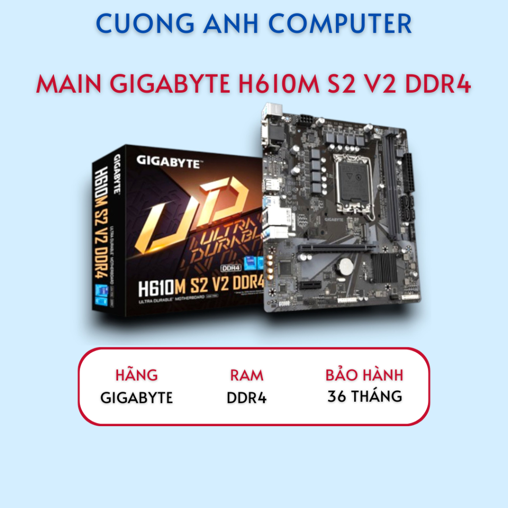 Mainboard GIGABYTE H610M S2 V2 DDR4. Hàng mới chính hãng